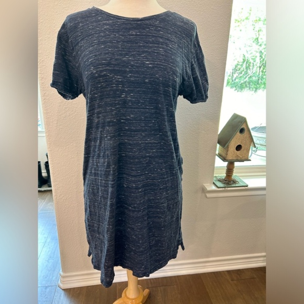 Pact space dye Navy Blue Short Sleeve organic cotton tshirt Dress large